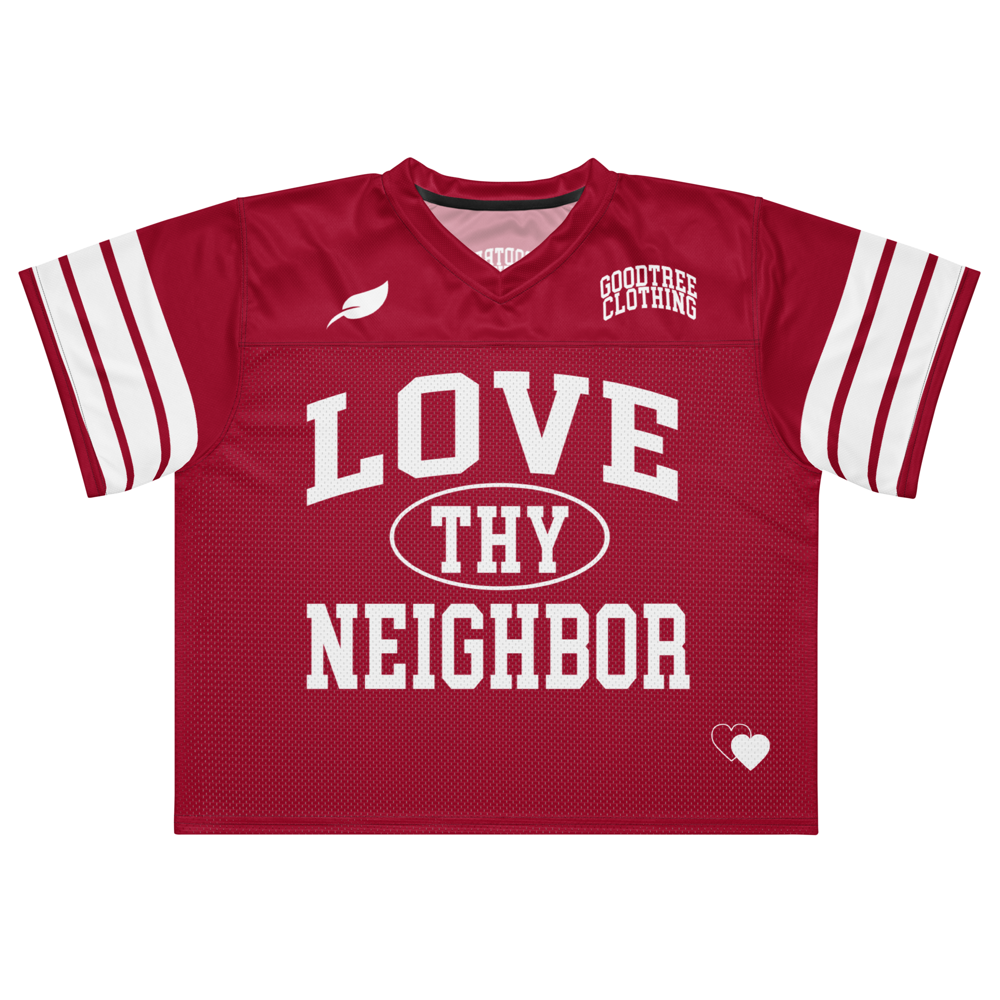 Love Thy Neighbor Box Jersey – Red | Faith-Based Streetwear – Good