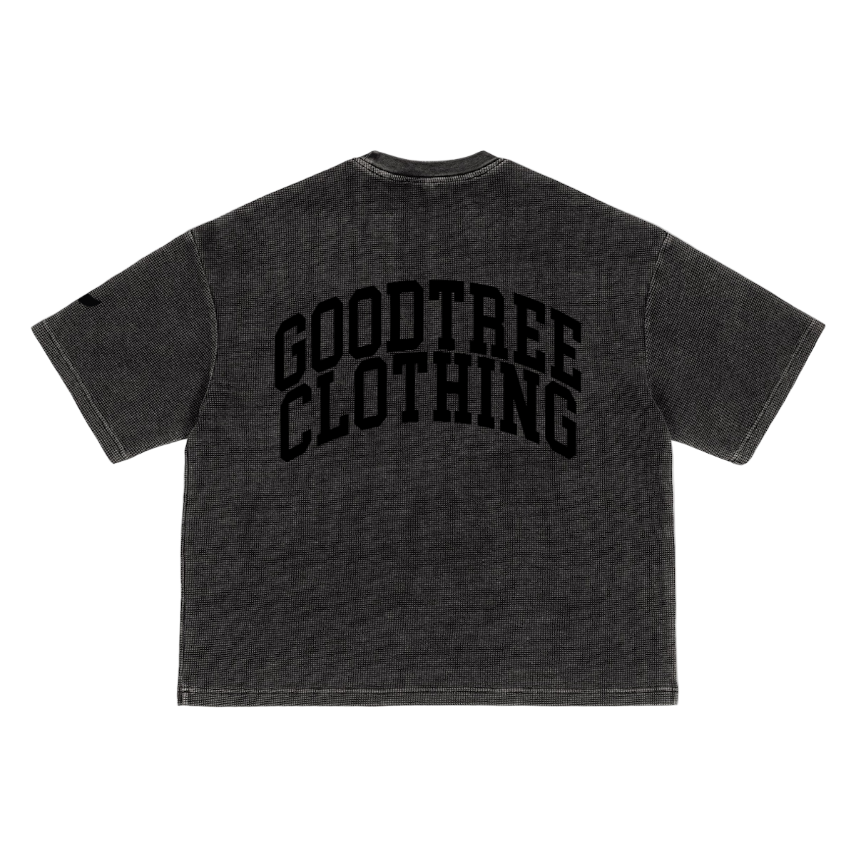 "ARCHED LOGO" Waffle-Texture Cropped Box Tee