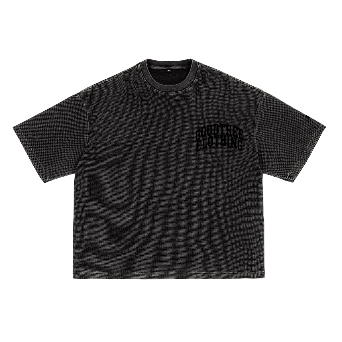 "ARCHED LOGO" Waffle-Texture Cropped Box Tee